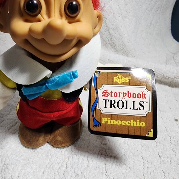 Vintage Russ Berrie Storybook Pinocchio Troll Doll Long Nose, RED Hair - Picture 2 of 4